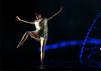 Dancer balances on one leg