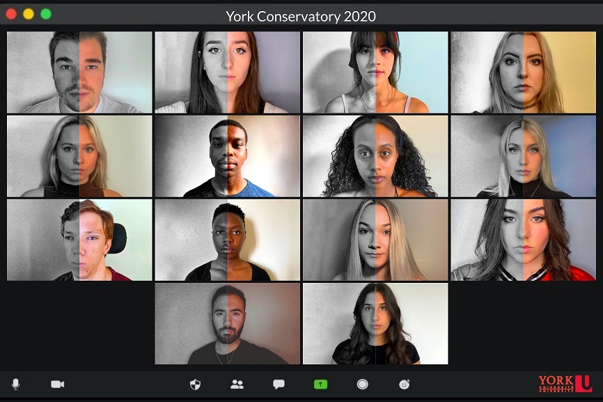 A zoom call featuring the 2020/21 4th year Acting Conservatory students.