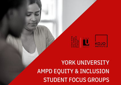 A student sits in a focus group. York U AMPD Equity and inclusion student focus group